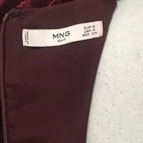 Mng Suit Burgundy Velvet Burnout Dress Red Size 4