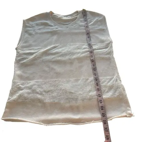 IRO JEANS Lewis Muscle Tee Sheer Distressed Sleeveless Ivory Cream Cotton Medium