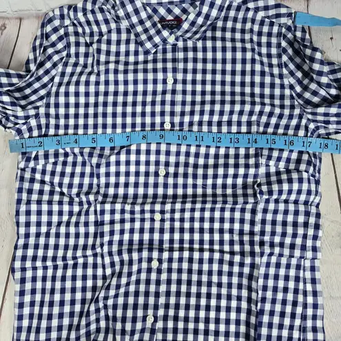 UNTUCKit Women's Blue White Gingham Belleza Button Up Long Sleeve Shirt 2 NIB