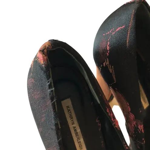 Kathryn Amberleigh Platform Pumps Heels Jacquard Black Brown 6.5