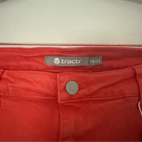 Tractr Women's Mona High Rise Ankle Length Coral Pink Jeans Size 14 NWT Red
