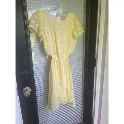 Show Me Your Mumu Merrit Cut Out Mini Dress Yellow Small Short sleeve Floral