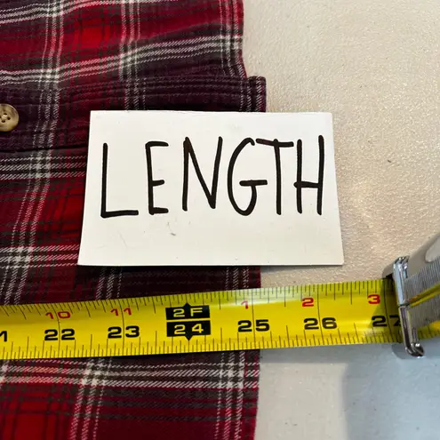 Duluth Trading Co Womens Plaid Flannel Shirt Long Sleeve Button Small Red