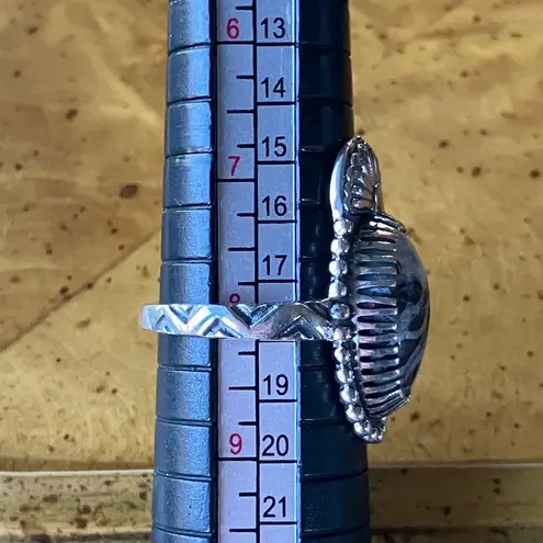 White Buffalo Sterling Silver Ring Size 8 Black