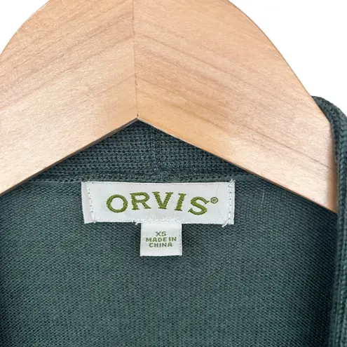 Orvis Green Merino Wool Ribbed Open Front Cardigan Sz XS