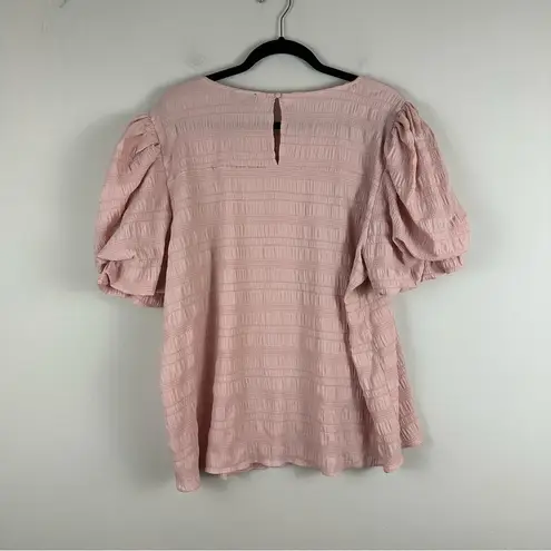 Milk and Honey  | Light Pink Textured Puff Sleeve Blouse Size 2X