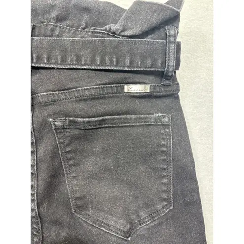 Kancan 1/24 High Rise Ankle Skinny Paperbag Black Jean Waist Tie Belt Gray