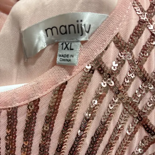 Maniju Women's Rose Gold Sequin Formal Gown, Elegant, 1X