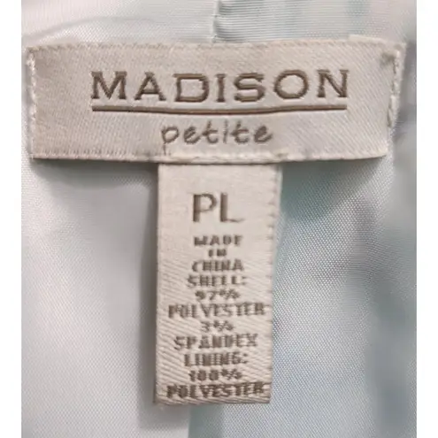 Madison Petite Womens Teal Floral Print Blazer Jacket 3/4 Sleeve Size PL White