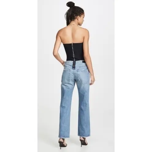 RtA Ames Denim Jean Black Bustier Jumpsuit in Gallo Blue Size XXS NWT