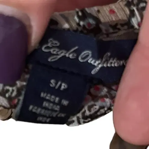 American Eagle  Womens Semi Sheer Sleeveless Top Size S Floral Print & Lace