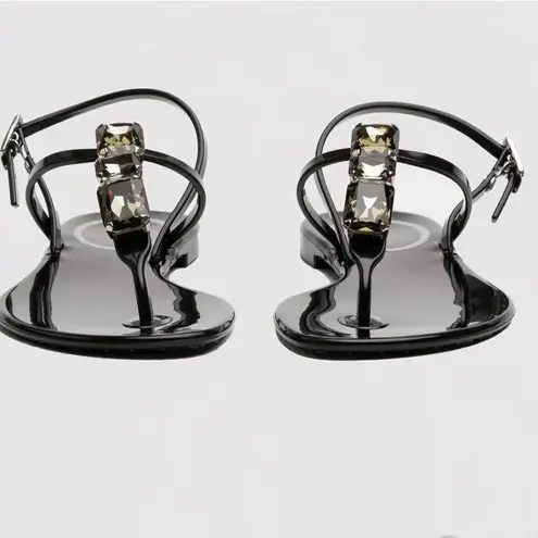 TARA GRINNA SWIMWEAR LLARIA JELLY SANDALS Back Strap Crystals Black 39 Size 8