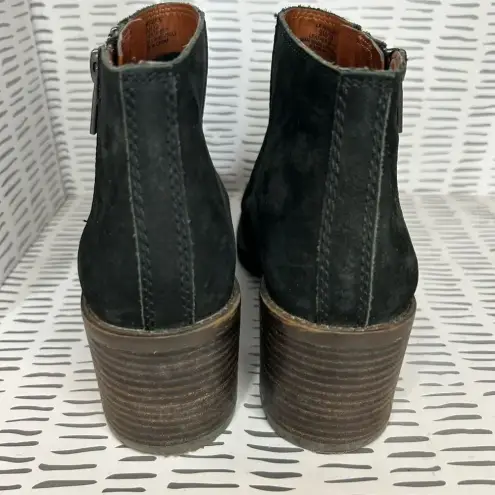 Lucky Brand  LK-Roquee Nubuck Leather Double Zipper Black Ankle Boots‎ size 9