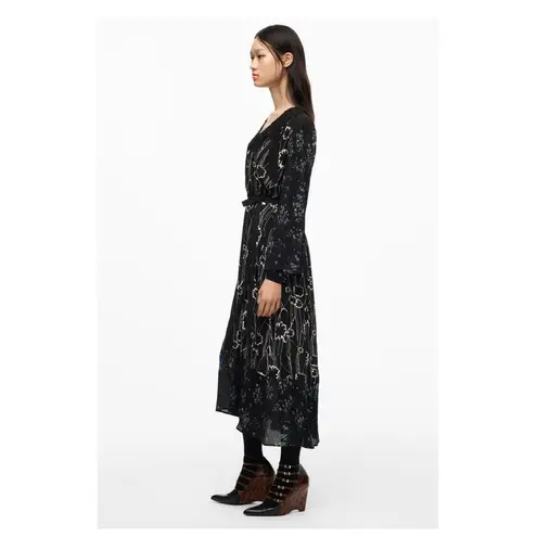 ZARA NWT  A/W 2022 Collection Floral Belted Midi Dress XS