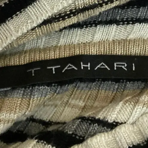 T Tahari Multicolor Striped Long Sleeve Ribbed Knit Mock Neck Sweater Top Size S - Image 3