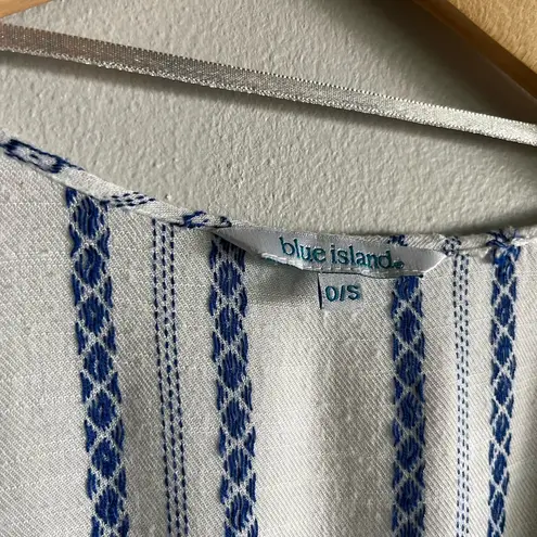 Blue Island  boho striped tassel swim coverup