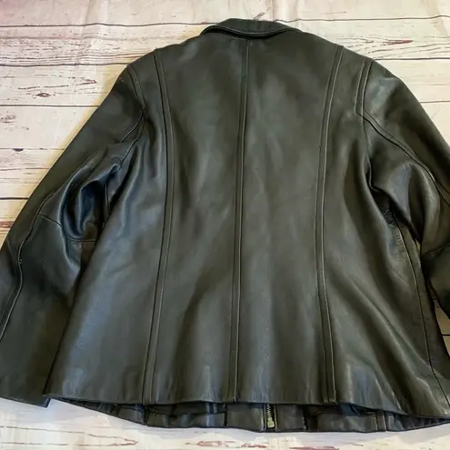 Anne Klein  size L Large 100% leather black jacket