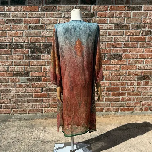 Sheer vintage Y2K paisley swimsuit coverup dress w/rhinestones / M / EUC Red Size M