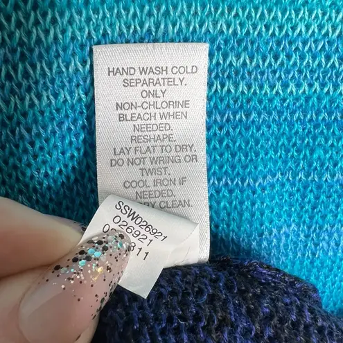 J. Jill 100% Linen Ombré Blue White Open Knit Tassel Beaded Aqua Size Small thumbnail 6