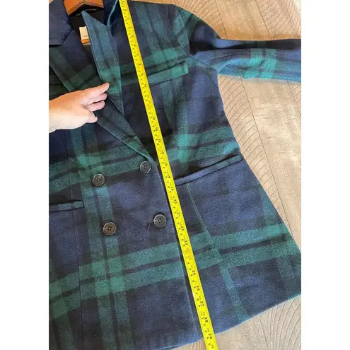 Avec Les Filles Green/Navy Tartan Plaid Double Breasted Blazer Women’s sz Small