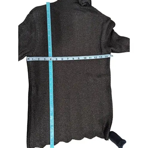 Paolo Bizzini brown knit sheer metallic cowl neck scalloped hem top size IT 40