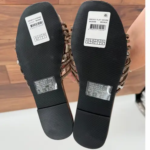 City Chic City Chic Bronze Embellished Knot Detail Slide Sandals Women's Size 7W