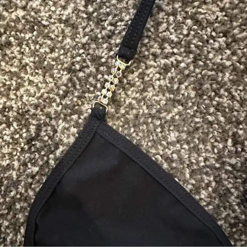 Sauvage Swim crystal chandelier thong Bikini Set Black