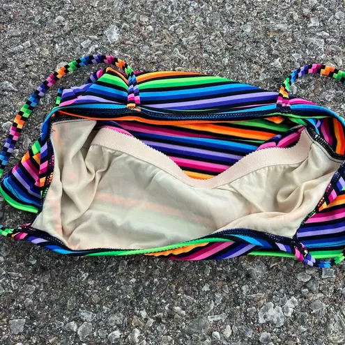 Catalina Vintage 90s neon rainbow stripe tankini top SMALL