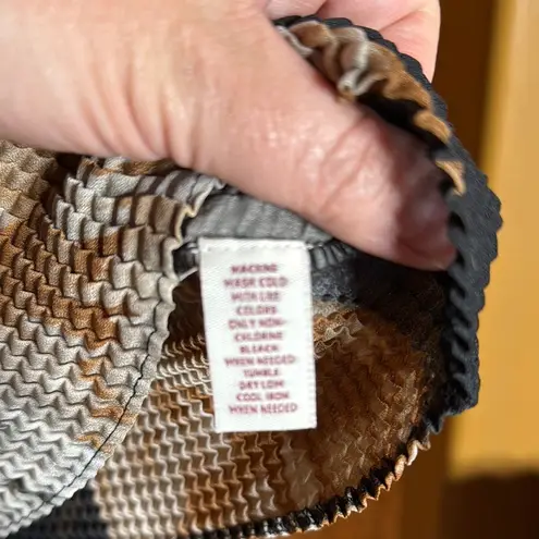 Nicola 90's Crinkle Stretch Top Black Gray Brown Size Medium