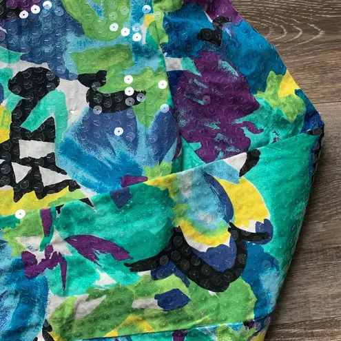 Vintage A.J. Bari Multicolor Sequin Abstract Jacket 4 Green