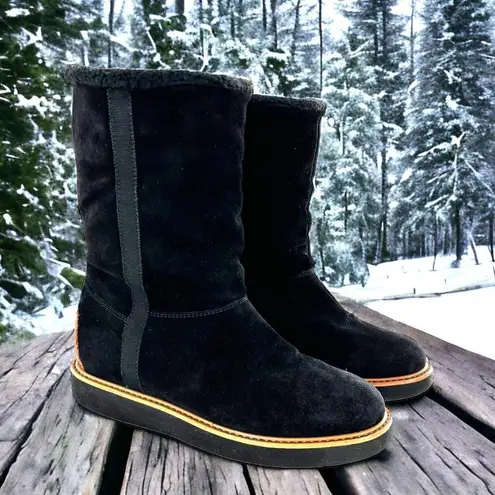 Salvatore Ferragamo Black Suede Shearling Lined Boots Size 5.5 M