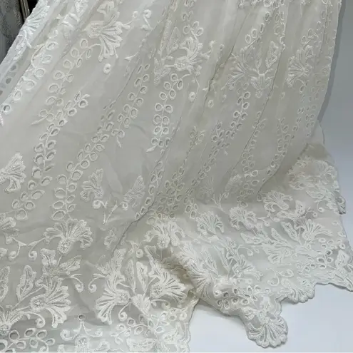 Zimmermann Off-White Women's Embroidered Eyelet Silk Romper w/Spaghetti Straps-0