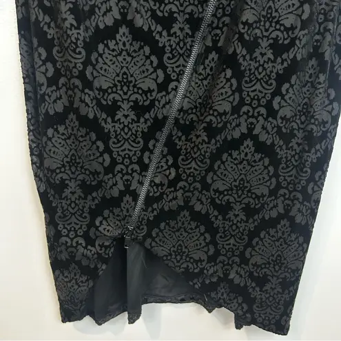 Rachel Roy Black Burnout Floral Long Sleeve Zipper Tulip Sheath Dress Size XL