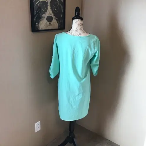 Ezra Aqua Dress Adjustable Sleeves Missing Label