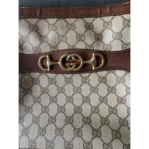 Gucci Rare Vintage 1970's  Horsebit Canvas and Leather Shoulder bag