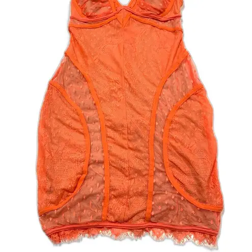 None Seduction’s Lace Bodycon Orange Dress Size Medium