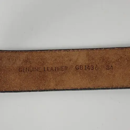 Mens Genuine Leather Belt 34 Brown Basket Weave Braided Solid Brass Buckle