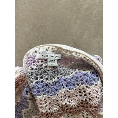 American Eagle Womens Size Medium Pastel Cropped Crochet Halter Boho Beachy Purple