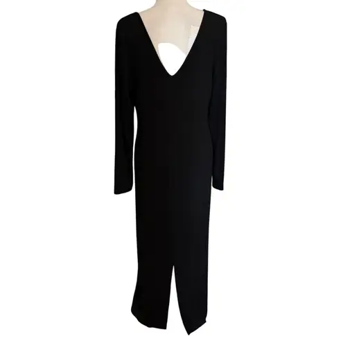 Marine layer Size XL Lexi Rib V Neck Maxi Dress Black Body Hugging Flattering