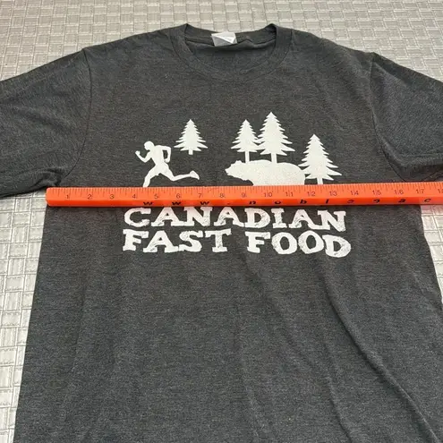 Port & Company Canadian Fast Food Bear Chase Graphic Long Sleeve Tee Gray S