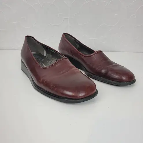 Enzo Angiolini Womens Shoes Size 7 Burgandy Leather Slip On Flat Loafers