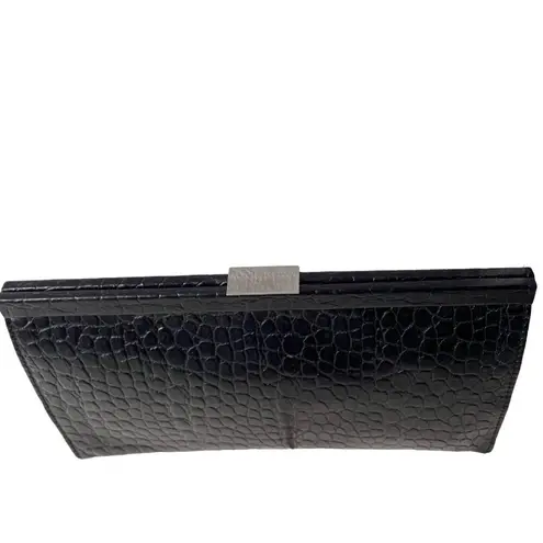 Banana Republic VTG Y2K  Black Leather Embossed Thin Clutch Women’s Taylor Swift