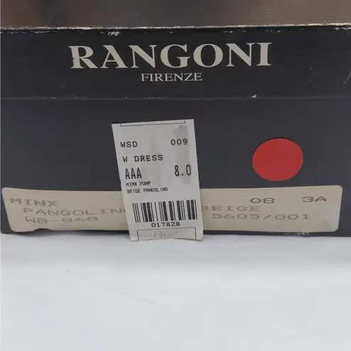 Rangoni Firenze Minx Beige Embossed Leather Block Heel Pumps 8 AAA Narrow Italy