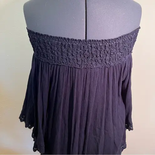 Angel Biba  Off Shoulder Blouse Navy Crochet
