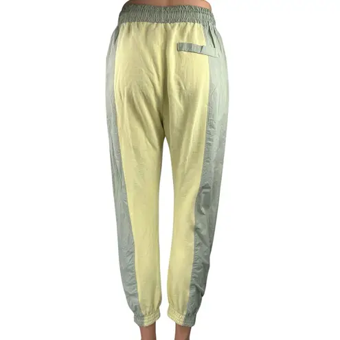 Women's Green Yellow Colorblock Drawstring High Rise Jogger Sweat Pants Size S