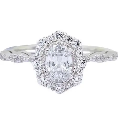 Boutique NEW Women’s White Gold Filled Oval Simulated Diamond Engagement Ring, Sz 7