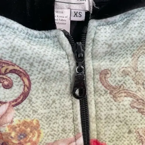 Coldwater Creek floral velvet zip up hoodie Size XS