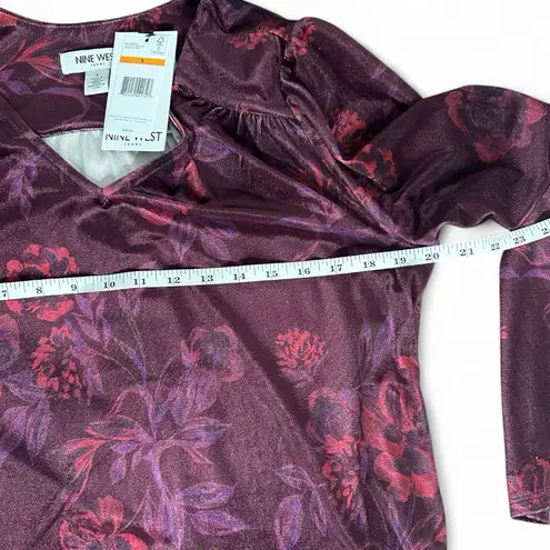 Nine West  Plum Floral Long Sleeve Tee Brand New MSRP $ 59.00 Sz small