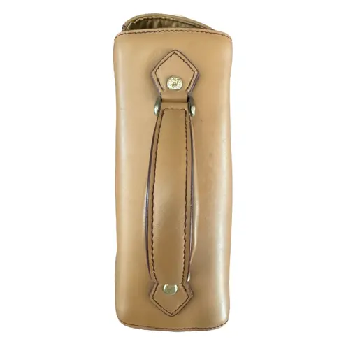 Levenger Leather Wine Carrier Tote Tan Travel Picnic Bag Vintage Hard To Find