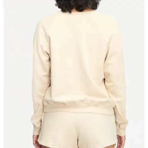 Lacausa Womens Cyrus Raglan Sweatshirt Lightweight Terry Organic Cotton Beige S